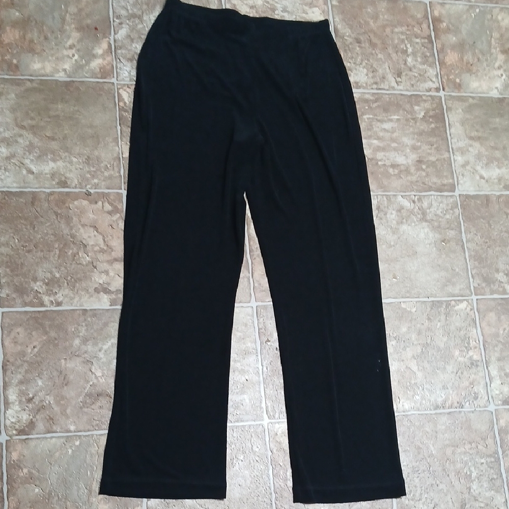 GUC Chicos Ribbed Slinky Black Wide Leg Pants Size 1